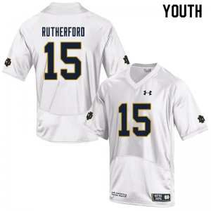 Notre Dame Fighting Irish Youth Isaiah Rutherford #15 White Under Armour Authentic Stitched College NCAA Football Jersey XFC6799JP